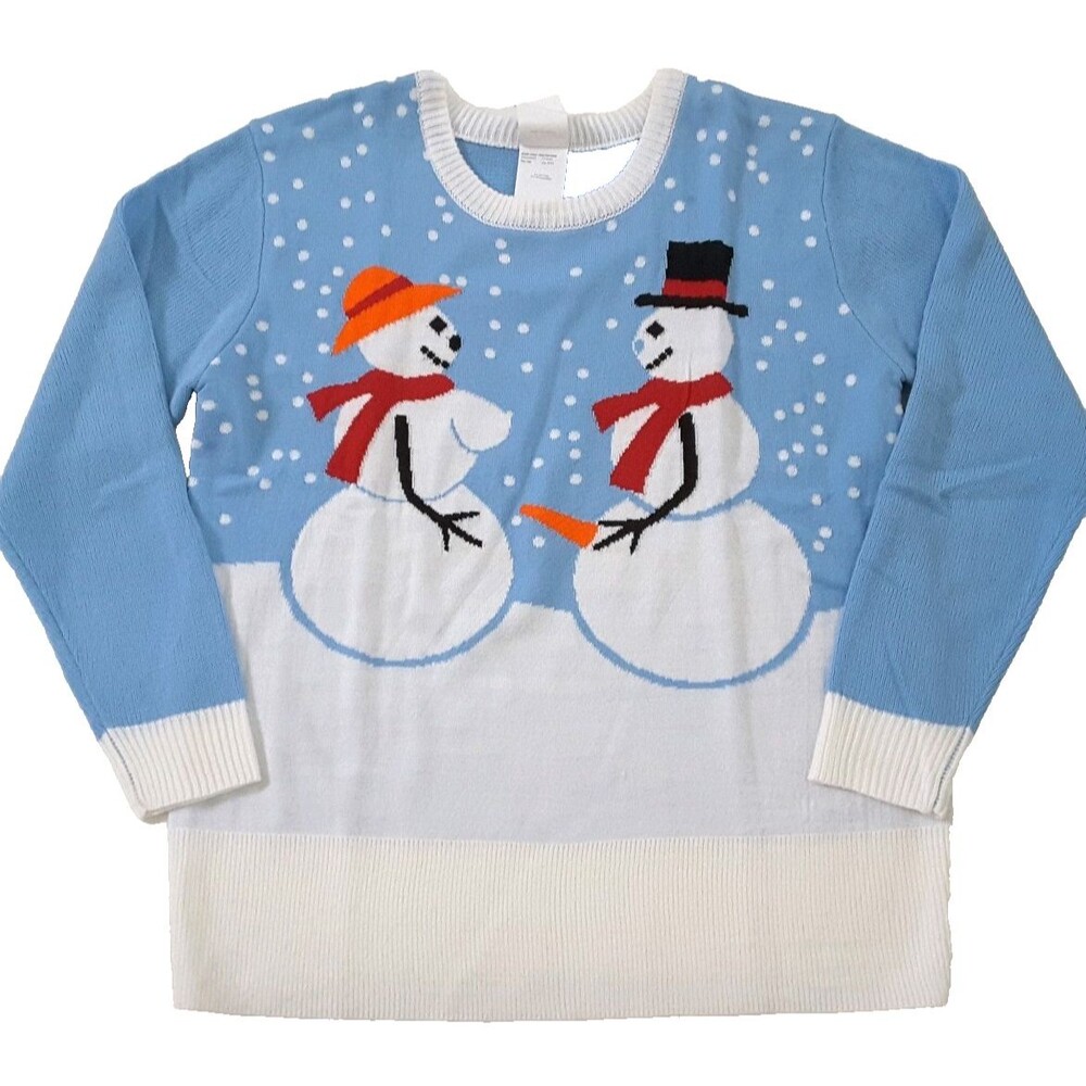 Snow Couple Naughty Snowmen Ugly Sweater Adult Tacky Christmas Size M